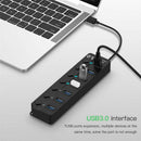 USB Hub 3.0 5Gbps High Speed 7 Port USB 3.0 Hub Splitter On/Off Switch for