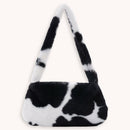 Animal Pattern Underarm Bag Women Mini Plush Shoulder Handbags Purse (13)