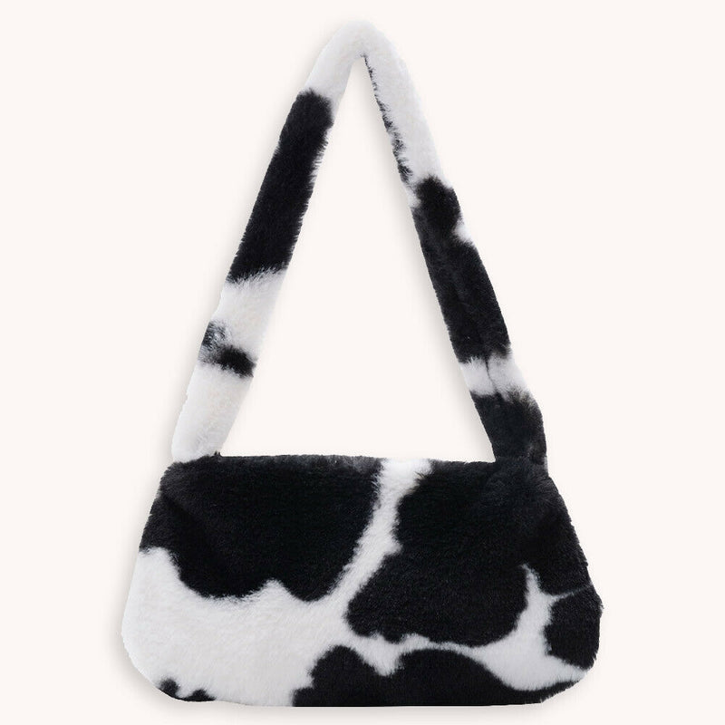 Animal Pattern Underarm Bag Women Mini Plush Shoulder Handbags Purse (13)