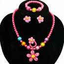 4pcs LovelyGirls Kids Beaded Sun Flower Necklace Bracelet Rings Earrings Je