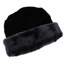 BLACK Men Elastic Plush Knitted Hat Cap Outdoor Winter Warm Headwear Beanie Neu