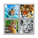 4 Pack Tiger DIY 5D Diamond Painting Kits Full Drill Cross Stitch Home Decor