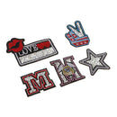 5Pcs Embroidered Star M Patch DIY Applique Iron On Fabric Bag Patches Sewing