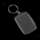 10x Oblong Shape Acrylic Clear Keyrings Insert Photo Key Chains 33x46mm