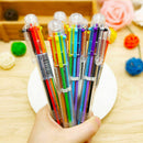 Multi Color 6 in 1 Colorful Ballpoint Pen Ball Point Pens Kids School Office NEW