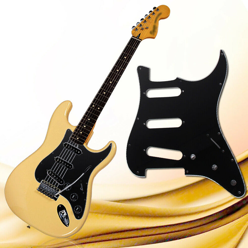 3Ply SSS 11 Holes Strat Electric Guitar Pickguard for FD (Black) A