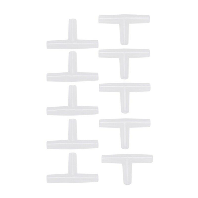 Plastic Tee Shape Aquarium 3-Way Air Valve Connectors 10 Pcs White
