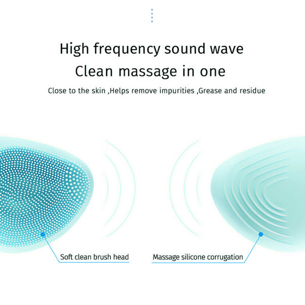 Electric Silicone Facial Cleansing Instrument Vibration Face Washer (Green)