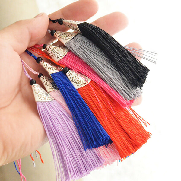 8Pcs Mixed Color Silky Tassels for Crafts Cardmaking Bookmarks Earrings 3.3"