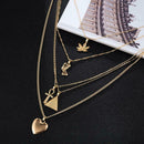 Punk Heart Cross Pendant Clavicle Chain Women Multilayer Necklace Jewelry A