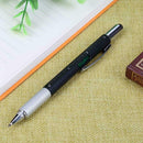 Multifunctional Screwdriver Blue Ink Ballpoint Pen Level Ruler Pen(Black) A
