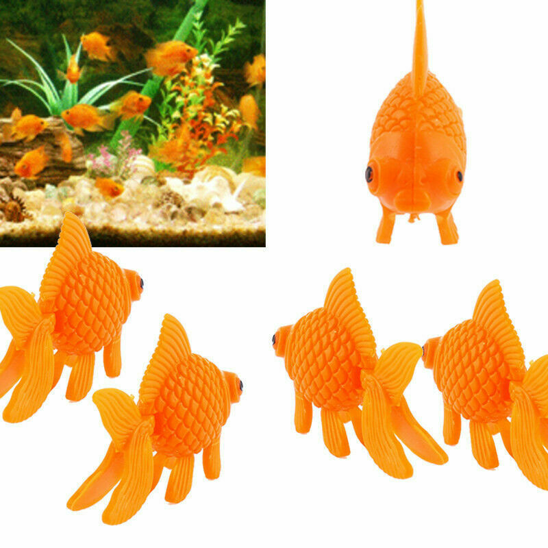 10pcs Orange Plastic Fish Tank Ornament .Artificial Swing Tail Goldfish