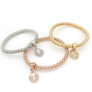 Women Fashion Charm 3PCS Crystal Rhinestone Heart Elastic Bracelets Bangles  JR