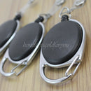 Carabiner Style Retractable Reel Key Chain ID Badge Holder Office-Hot Black x 3