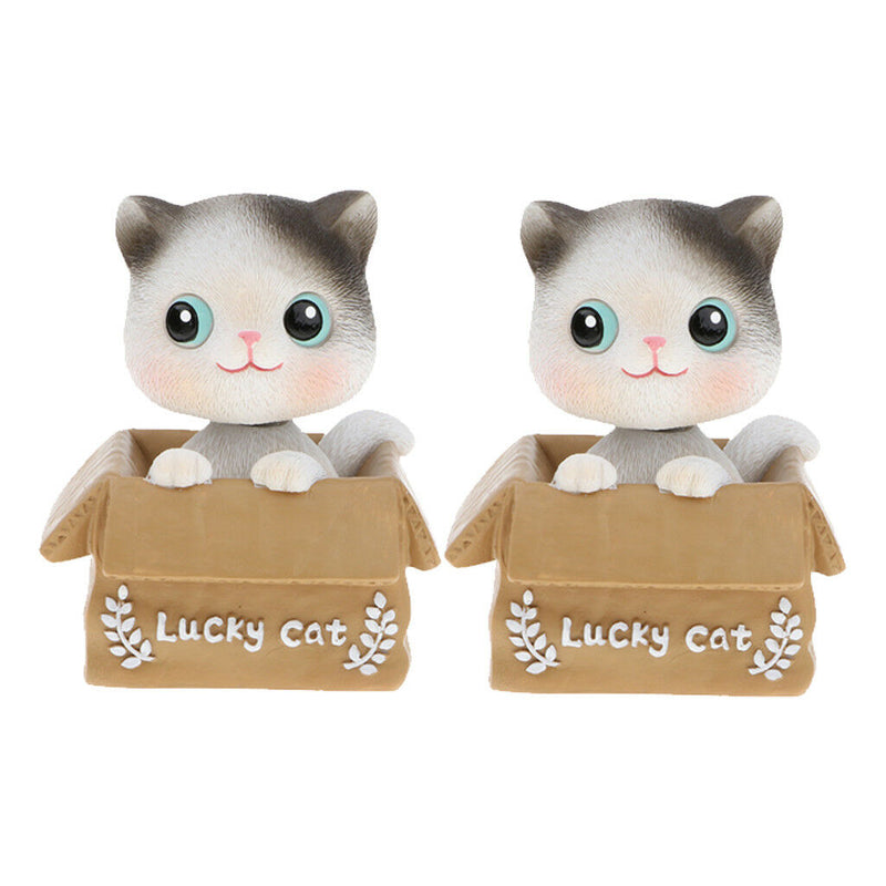2Pcs Lovely Shaking Head Cat Nodding Ornament Car Home Office Decoration