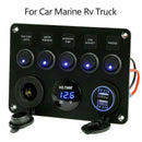 5 Sets Of On-Off Toggle Switch Control Panel Voltmeter Dual USB Combination