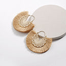 Fashion Flower Hollow Metal Fringed Tassel Statement Earrings For Women Boh T2J4