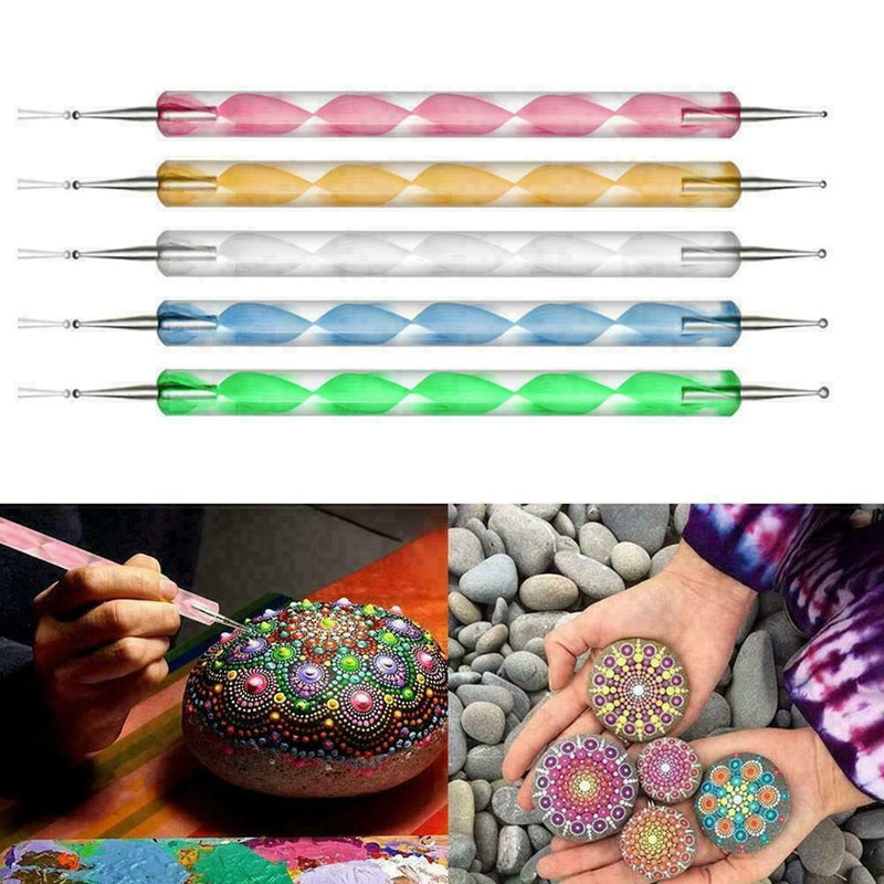 5Pcs Nail Art Dotting Pen Crystal Marbleizing Tool Kit Set Manicure Paintin B5H7