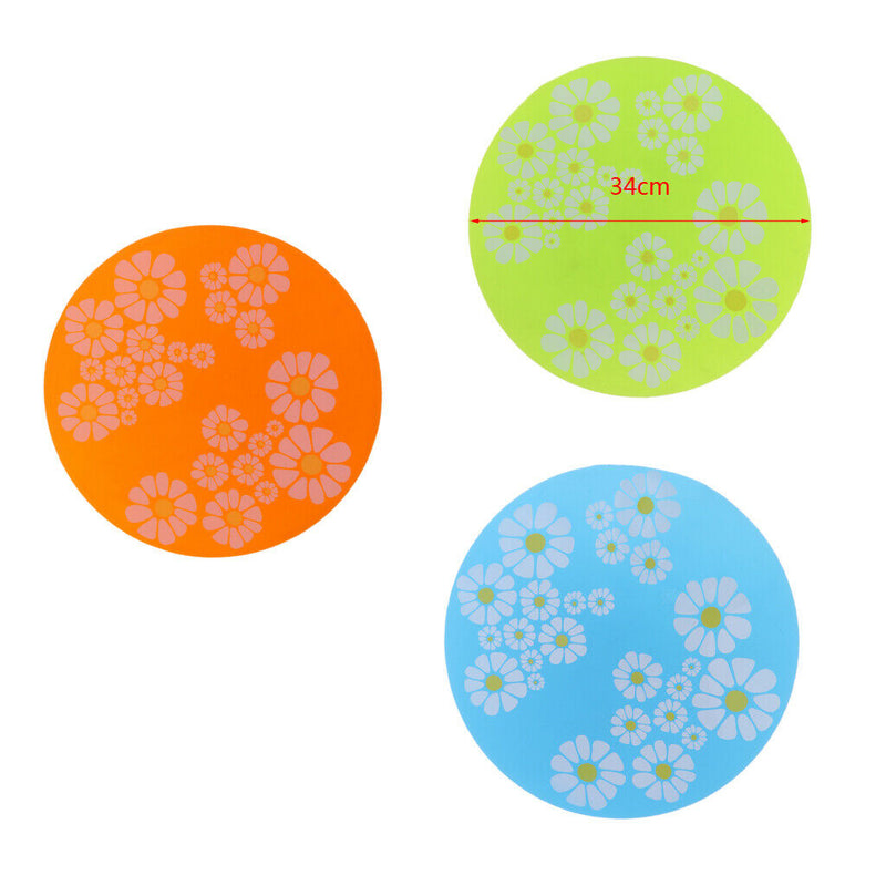 2 x Bright Color Round Shape Food Dish Tray with Flower Printed