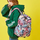Fashion Waterproof Polyester Women Backpack Multicolor Feather Printing Gir