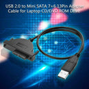 USB 2.0 to Mini SATA 7+6 13Pin Adapter Cable for Laptop CD/DVD ROM Drive A