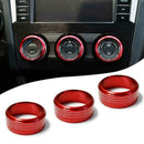 3PCS Red Aluminum AC Climate Control Knob Ring Cover For Subaru Impreza WRX/STi