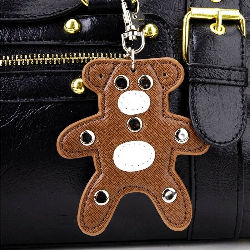Black hand hold PU leather rock scratch with a small bear Handbag for women R4N9