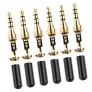 Replacement 6-Pack Male Solder Type DIY Plug 4 Pole 1/8'' 3.5mm Cable Connector