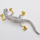 Fashion Crystal Rhinestone Gecko Lizard Animal Brooch Pins Men Women Jewelry