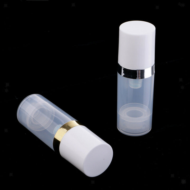 2x Clear Empty Plastic Vacuum Press Down Pump Bottle Tubes Cosmetic Travel
