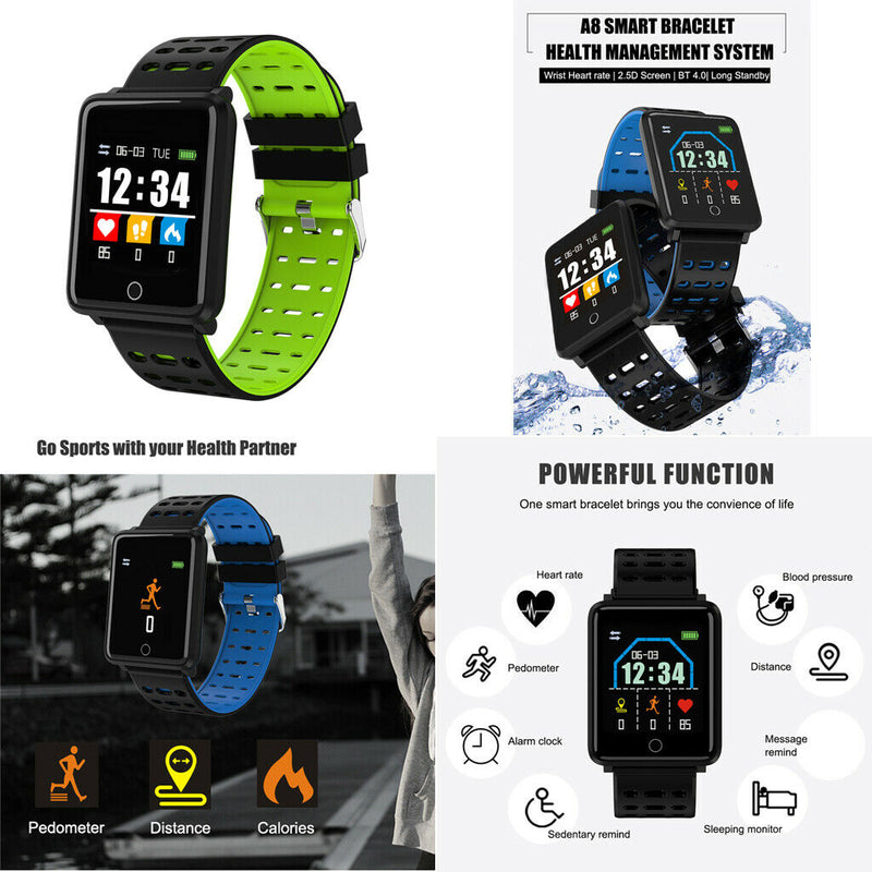 Electronic Sports Bluetooth Smart Watch Alarm Clock 180mAh Men Women Green