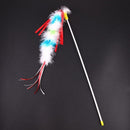 Funny Colorful Feather Tease Cats Dangle Rods Playing Pet Toys(Rose Red)