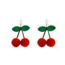 Cute Women Girl Cherry Pom Pom Ball Drops Earrings Women Jewelry Dangl