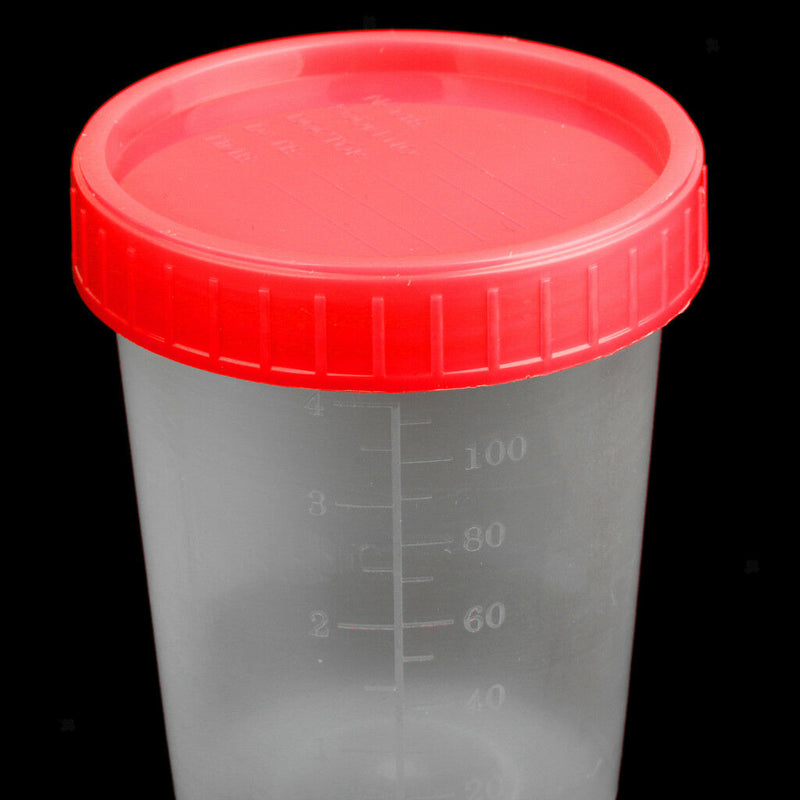 120ml 4oz Plastic Graduated Measure Specimen Cup Sterile Container w/ Lid
