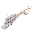Synthetic Leather Tassel Keychain Car Key Chain Ornaments Bag Charm Gray