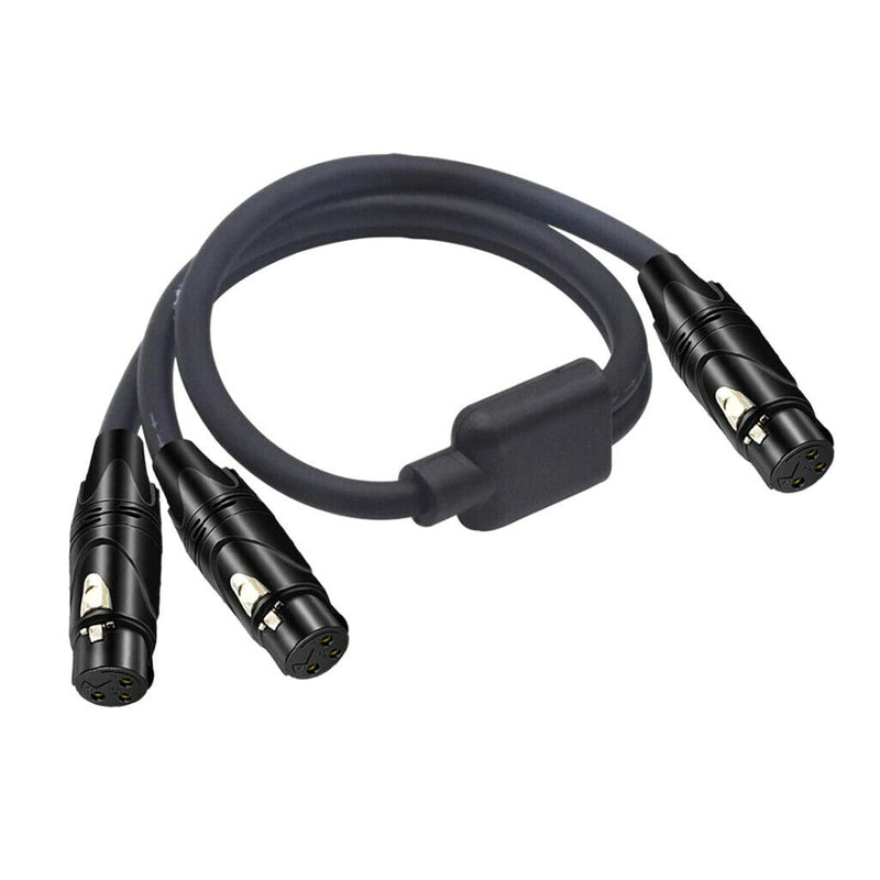 3Pin XLR Female Plug to Dual 2 Female Jack Y Splitter Mic Guitar Cable Black