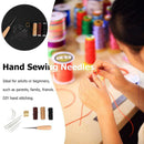 12pcs Hand Sewing Needles Waxed Thread Awl Thimble DIY Leather Repair Tool