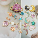 20x Enamel Moon Star Planet Charms Pendant Jewelry Findings DIY Crafts Making