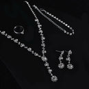 Rhinestone Crystal Necklace Earrings Bracelet Ring Wedding Bridal Jewelry Set-US