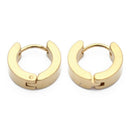 Pair Men's Hoop Huggie Earrings Titanium Steel 4mm x 9mm Golden Tone
