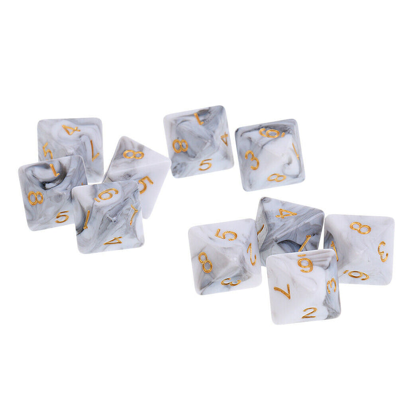 10pcs 8 Sided Dice D8 Polyhedral Dice for Dungeons and Dragons Table Games White
