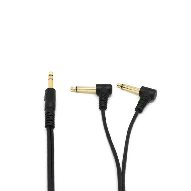 6.35mm Male Stereo to 2x 6.35mm Male Right Angle Y Splitter Audio Cable