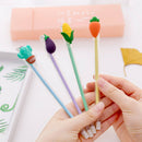 5Pcs Cute Black Ink Vegetable Gel Pen 0.5Mm Cartoon Plastic Gel Pens For Wr G7C5