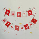 Happy birthday party paper red and white string banner banner