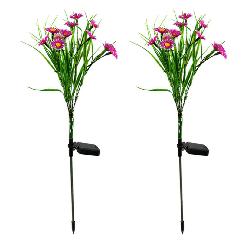 2pcs Solar Lights Ground Buried Light Waterproof Garden Flower Lamp (Pink) A