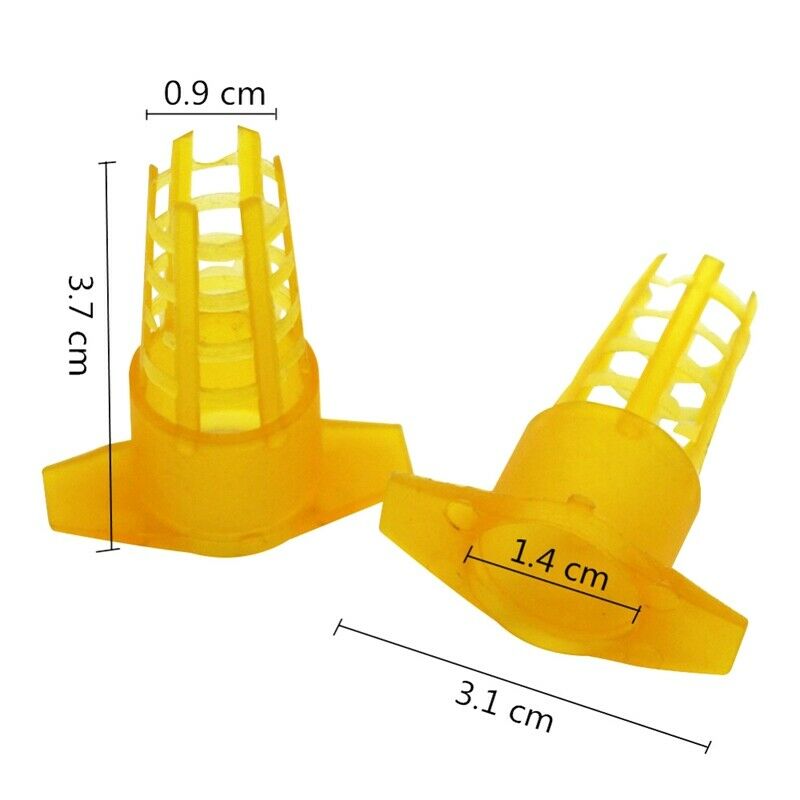 1X(30Pcs Beekeeping Tools Yellow Plastic Bee Queen Cage Protective Cover Be