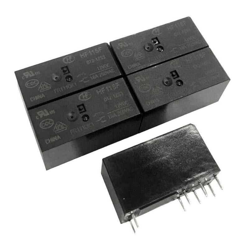 5pcs Small Mini Electrical Power Relay, HF115F10A (1 ON, 1 OFF), 8 Pins Power
