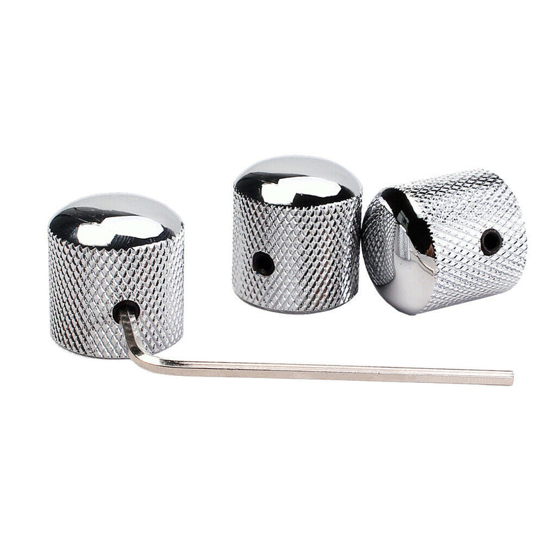 3pcs Professional Chromed Metal Guitar Tone Volume Knob