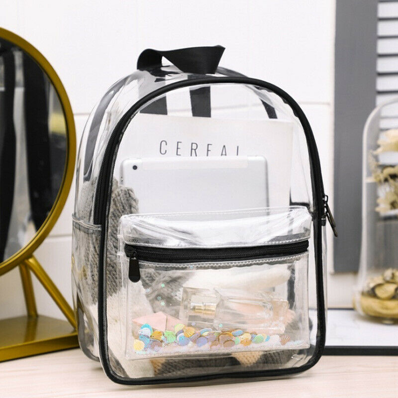 Fashion Lady Backpack Transparent Black Wild Student Bag Youth Backpack Y5F5