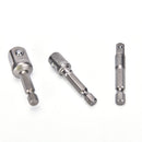 3pcs Chrome Vanadium Steel Socket Adapter Set Hex Shank to 1/4" 3/8" 1/2"â„–[